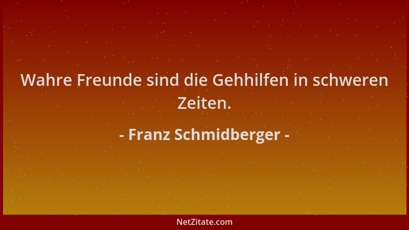 Franz Schmidberger - Wahre Freunde sind die Gehhilfen in schweren Zeiten....