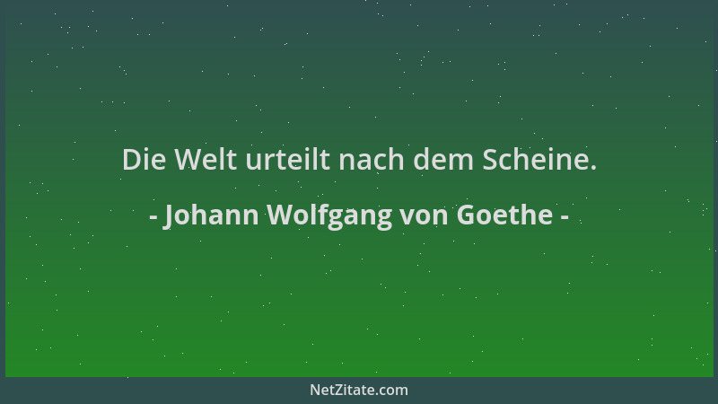 Johann Wolfgang von Goethe - Die Welt urteilt nach dem Scheine....