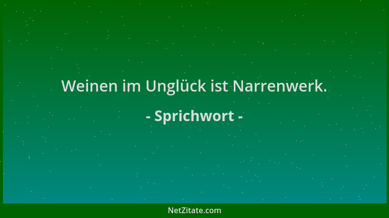 Sprichwort - Weinen im Unglück ist Narrenwerk....