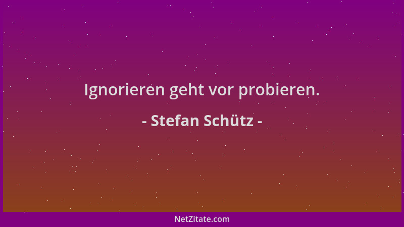 Stefan Schütz - Ignorieren geht vor probieren....