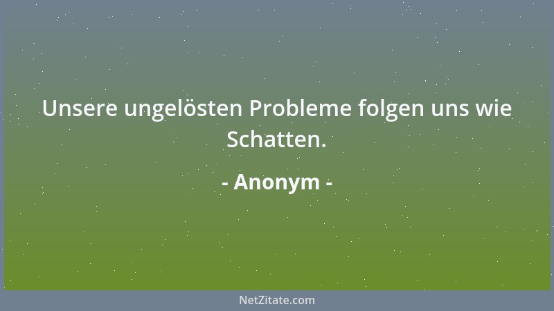Anonym - Unsere ungelösten Probleme folgen uns wie Schatten....