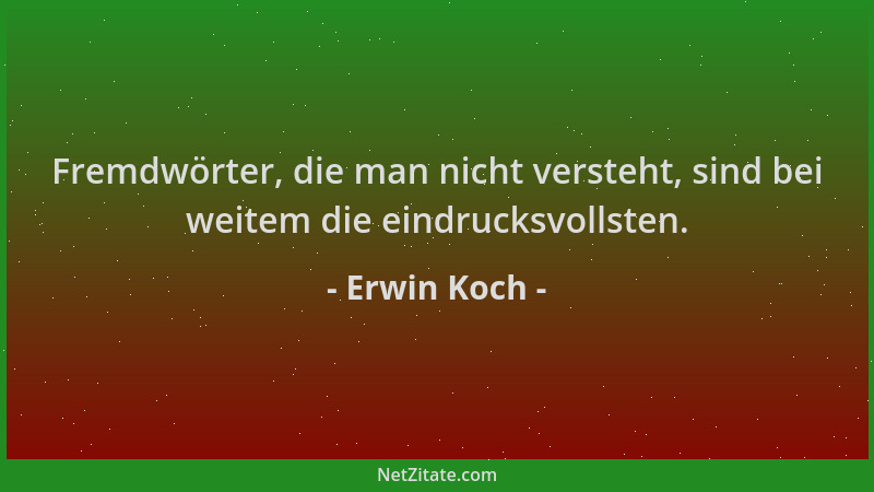 Erwin Koch - Fremdwörter, die man nicht versteht, sind bei weitem die eindrucksvollsten....