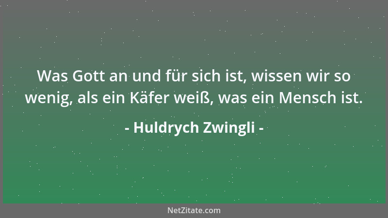 Huldrych Zwingli - Was Gott an und für sich ist, wissen wir so wenig, als ein Käfer weiß, was ein Mensch ist....