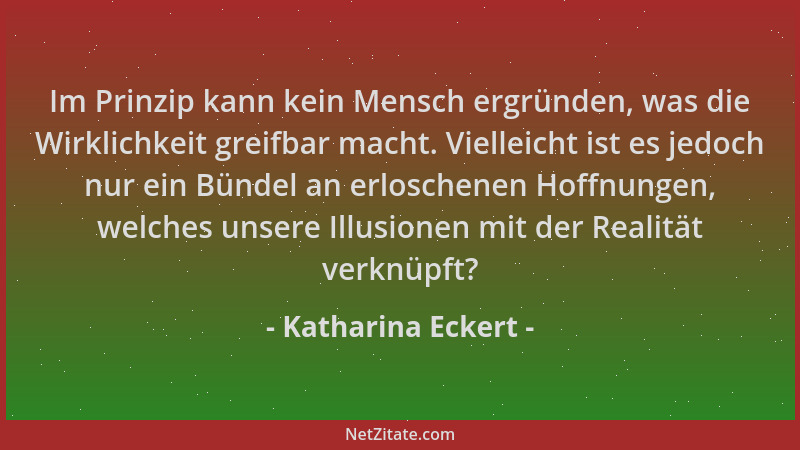 Katharina Eckert - Im Prinzip kann kein Mensch ergründen, was die Wirklichkeit greifbar macht. Vielleicht ist es jedoch nur...