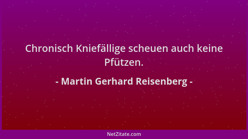 Martin Gerhard Reisenberg - Chronisch Kniefällige scheuen auch keine Pfützen....