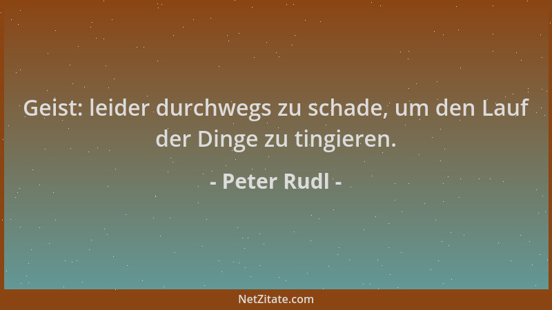 Peter Rudl - Geist: leider durchwegs zu schade, um den Lauf der Dinge zu tingieren....