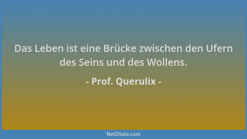 Prof. Querulix - Das Leben ist eine Brücke zwischen den Ufern des Seins und des Wollens....
