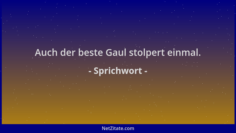 Sprichwort - Auch der beste Gaul stolpert einmal....