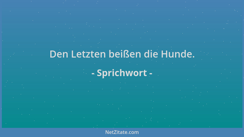 Sprichwort - Den Letzten beißen die Hunde....