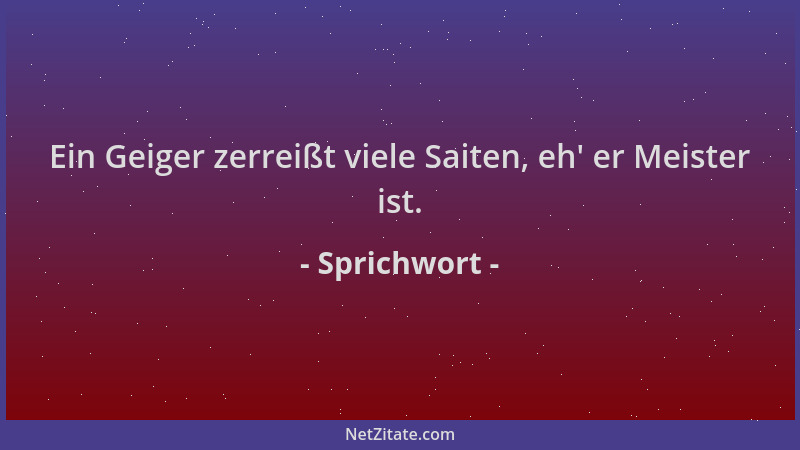 Sprichwort - Ein Geiger zerreißt viele Saiten, eh ' er Meister ist....