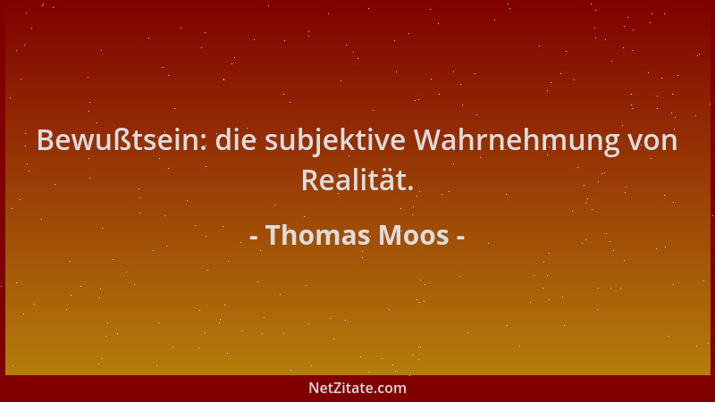Thomas Moos - Bewußtsein: die subjektive Wahrnehmung von Realität....