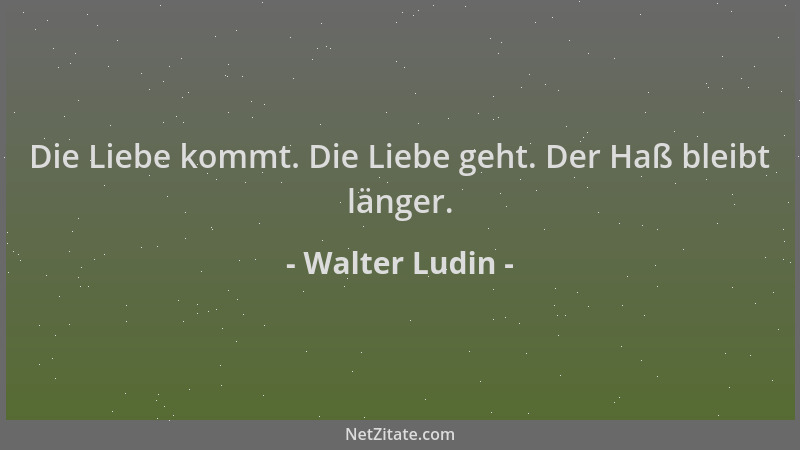 Walter Ludin - Die Liebe kommt. Die Liebe geht. Der Haß bleibt länger....
