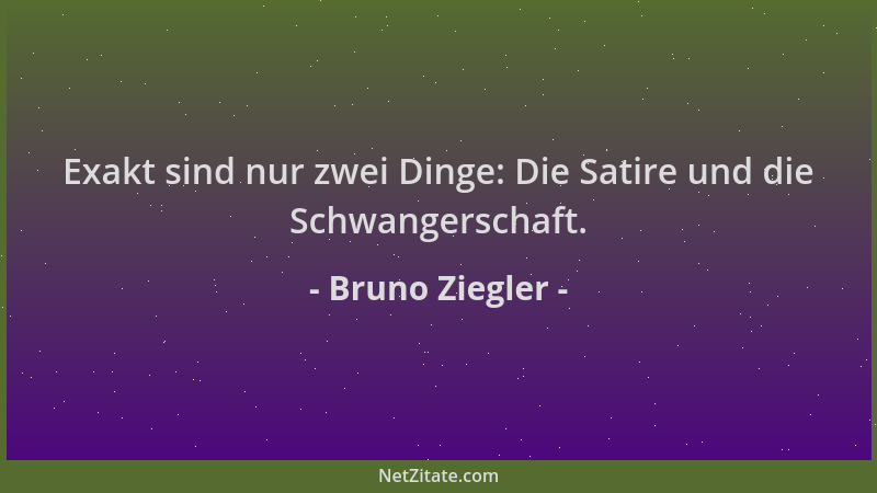 Bruno Ziegler - Exakt sind nur zwei Dinge: Die Satire und die Schwangerschaft....