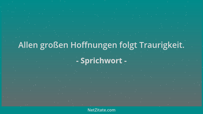 Sprichwort - Allen großen Hoffnungen folgt Traurigkeit....