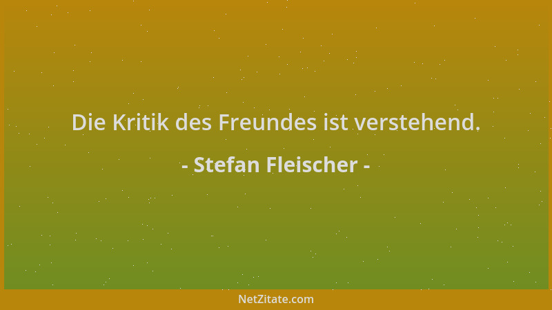 Stefan Fleischer - Die Kritik des Freundes ist verstehend....