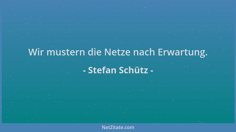 Stefan Schütz - Wir mustern die Netze nach Erwartung....
