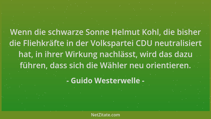 Guido Westerwelle - Wenn die schwarze Sonne Helmut Kohl, die bisher die Fliehkräfte in der Volkspartei CDU neutralisiert ha...