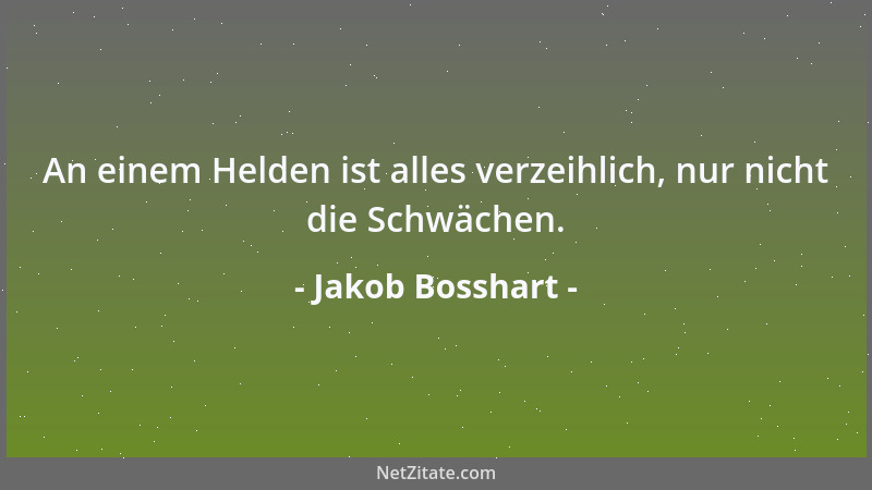 Jakob Bosshart - An einem Helden ist alles verzeihlich, nur nicht die Schwächen....