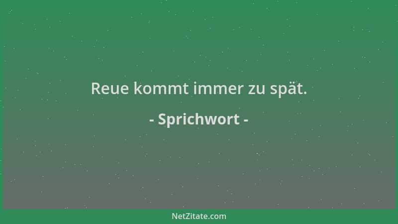 Sprichwort - Reue kommt immer zu spät....