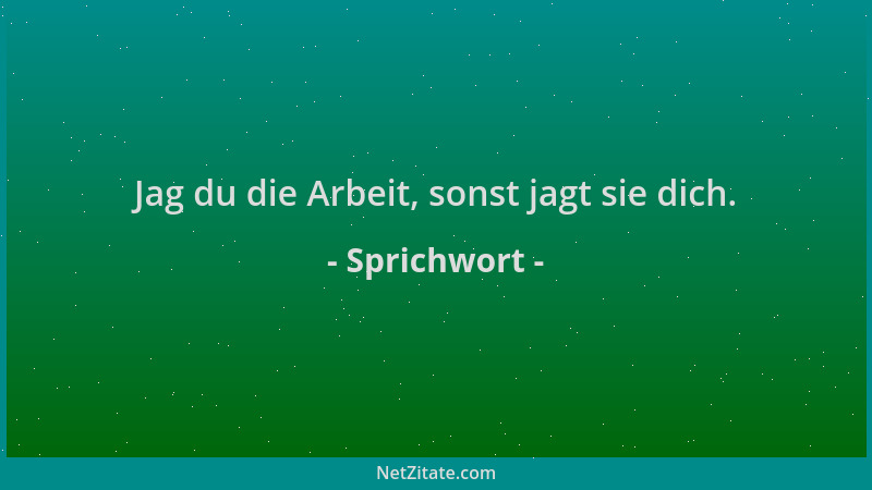 Sprichwort - Jag du die Arbeit, sonst jagt sie dich....