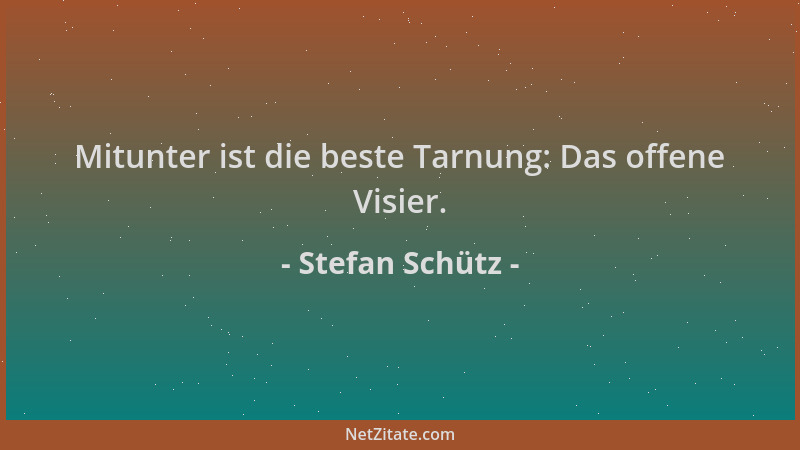 Stefan Schütz - Mitunter ist die beste Tarnung: Das offene Visier....