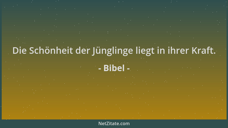 Bibel - Die Schönheit der Jünglinge liegt in ihrer Kraft....