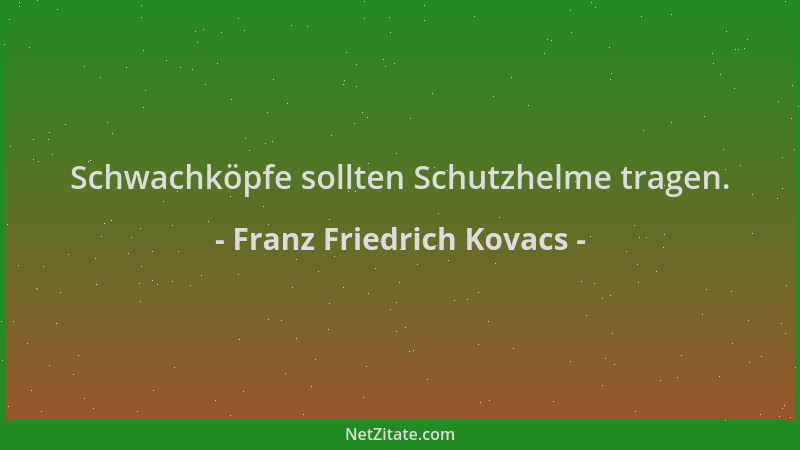Franz Friedrich Kovacs - Schwachköpfe sollten Schutzhelme tragen....