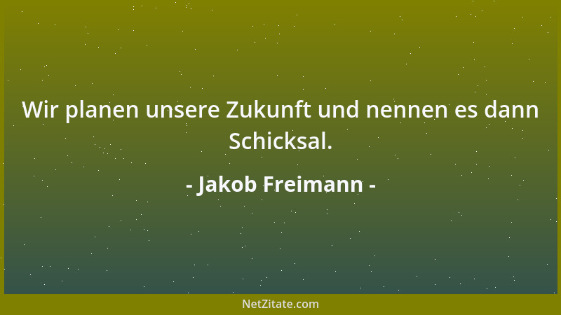 Jakob Freimann - Wir planen unsere Zukunft und nennen es dann Schicksal....