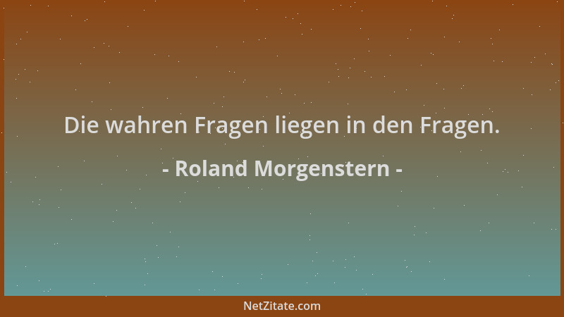 Roland Morgenstern - Die wahren Fragen liegen in den Fragen....