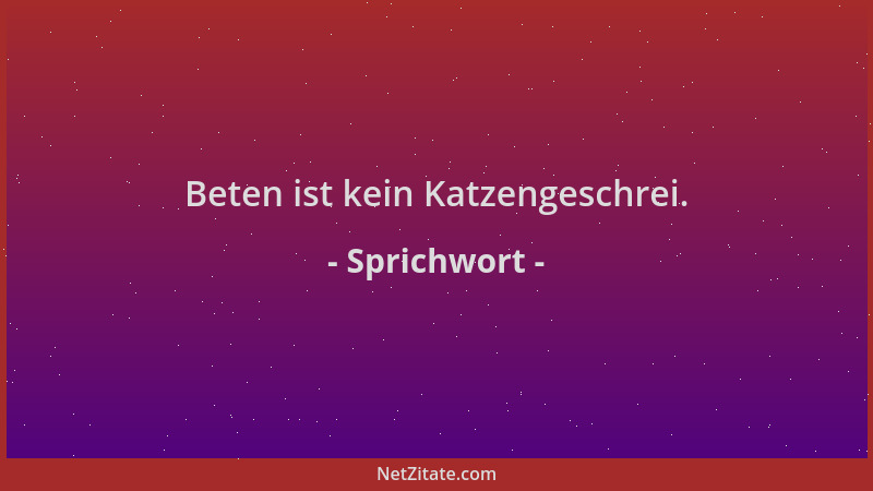 Sprichwort - Beten ist kein Katzengeschrei....