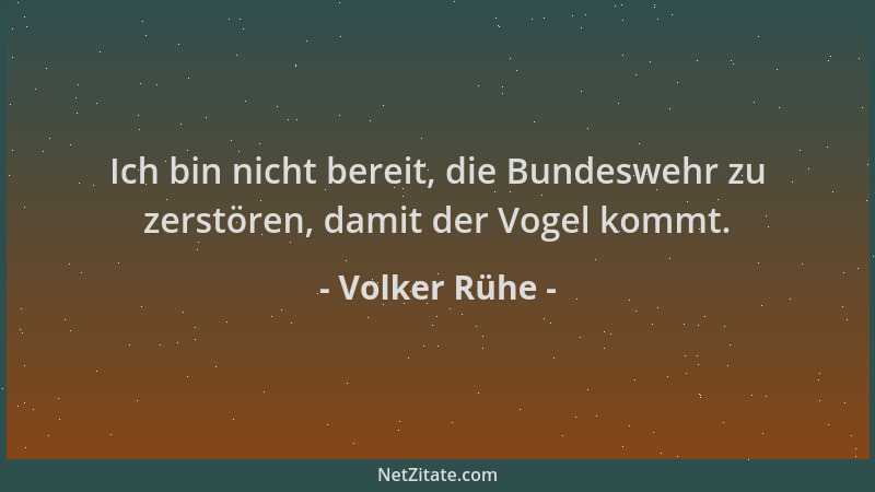 Volker Rühe - Ich bin nicht bereit, die Bundeswehr zu zerstören, damit der Vogel kommt....
