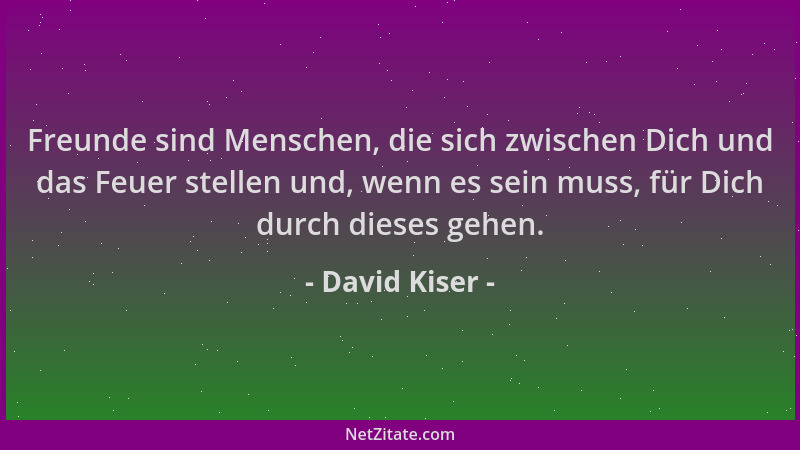 David Kiser - Freunde sind Menschen, die sich zwischen Dich und das Feuer stellen und, wenn es sein muss, für Dich durch di...