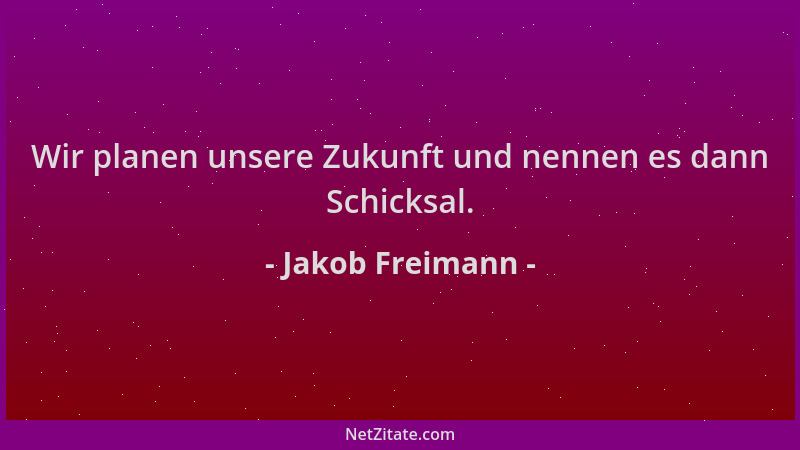 Jakob Freimann - Wir planen unsere Zukunft und nennen es dann Schicksal....
