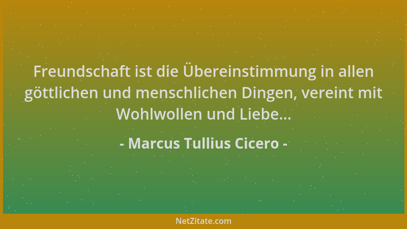 Marcus Tullius Cicero - Freundschaft ist die Übereinstimmung in allen göttlichen und menschlichen Dingen, vereint mit Wohlw...