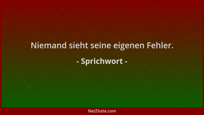 Sprichwort - Niemand sieht seine eigenen Fehler....
