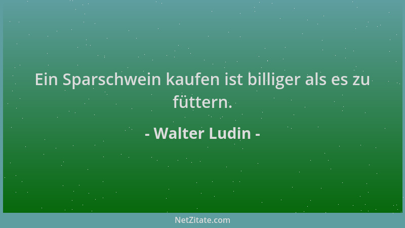 Walter Ludin - Ein Sparschwein kaufen ist billiger als es zu füttern....