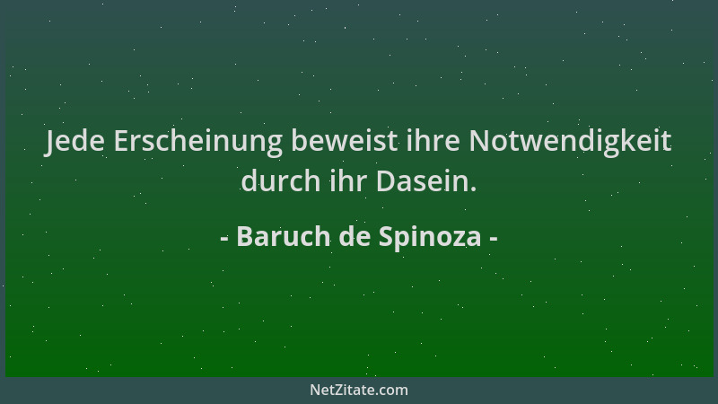 Baruch de Spinoza - Jede Erscheinung beweist ihre Notwendigkeit durch ihr Dasein....