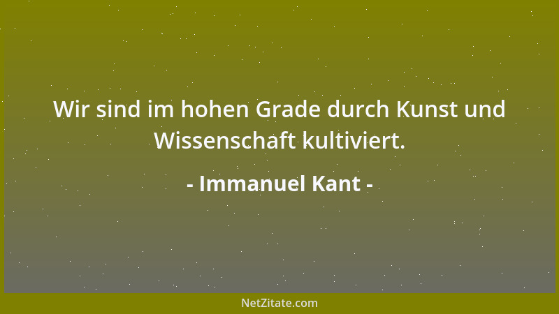 Immanuel Kant - Wir sind im hohen Grade durch Kunst und Wissenschaft kultiviert....