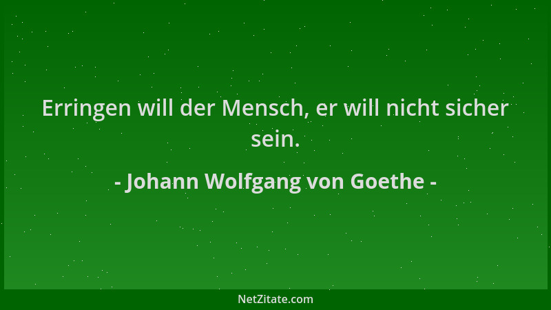 Johann Wolfgang von Goethe - Erringen will der Mensch, er will nicht sicher sein....