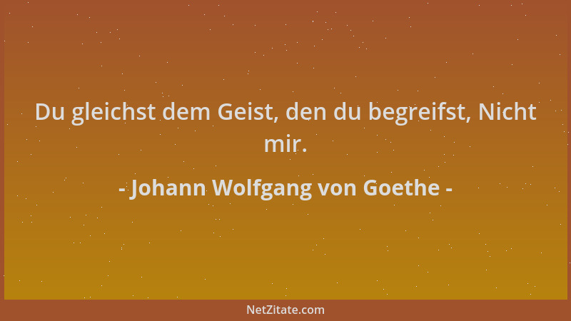 Johann Wolfgang von Goethe - Du gleichst dem Geist, den du begreifst, Nicht mir....