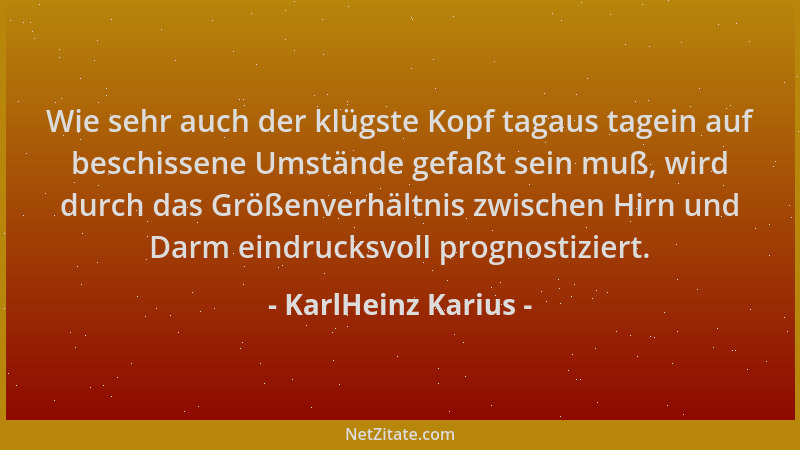 KarlHeinz Karius - Wie sehr auch der klügste Kopf tagaus tagein auf beschissene Umstände gefaßt sein muß, wird durch das Gr...