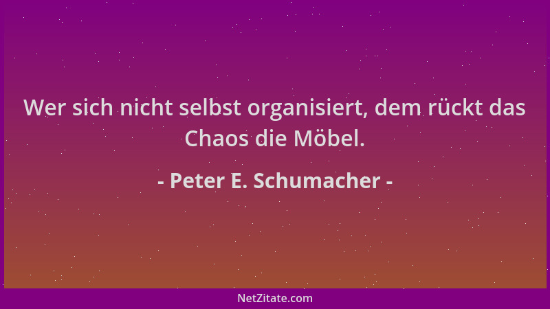Peter E. Schumacher - Wer sich nicht selbst organisiert, dem rückt das Chaos die Möbel....