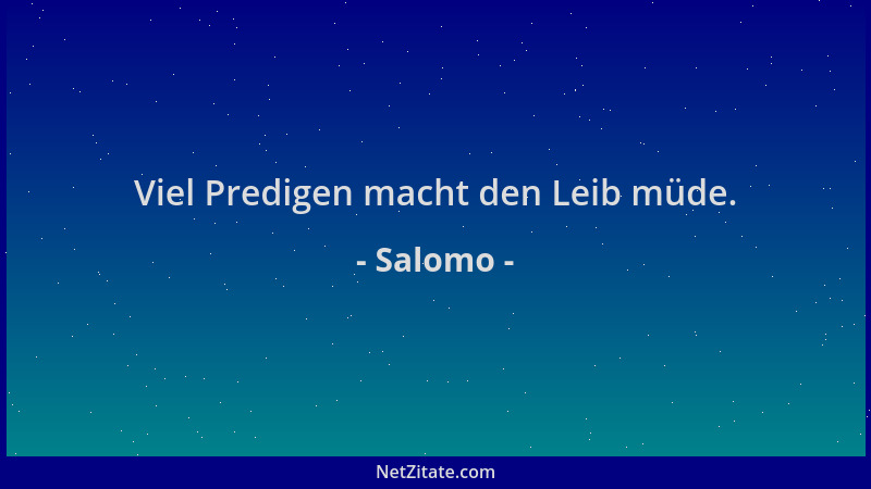 Salomo - Viel Predigen macht den Leib müde....