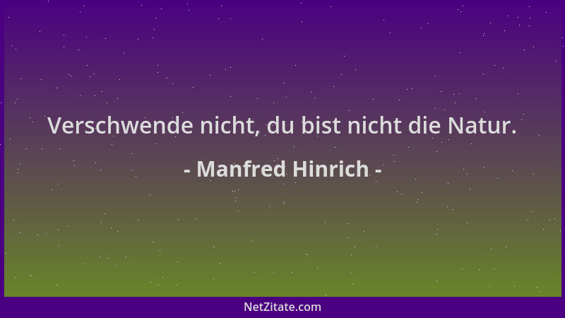 Manfred Hinrich - Verschwende nicht, du bist nicht die Natur....