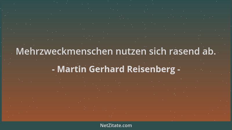 Martin Gerhard Reisenberg - Mehrzweckmenschen nutzen sich rasend ab....