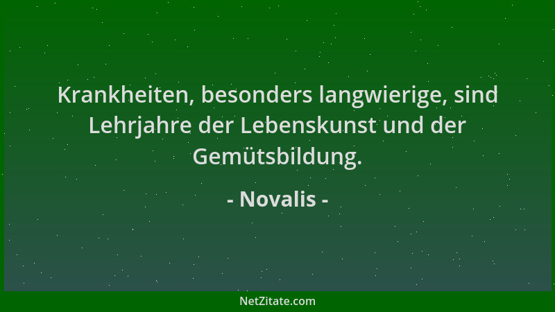 Novalis - Krankheiten, besonders langwierige, sind Lehrjahre der Lebenskunst und der Gemütsbildung....