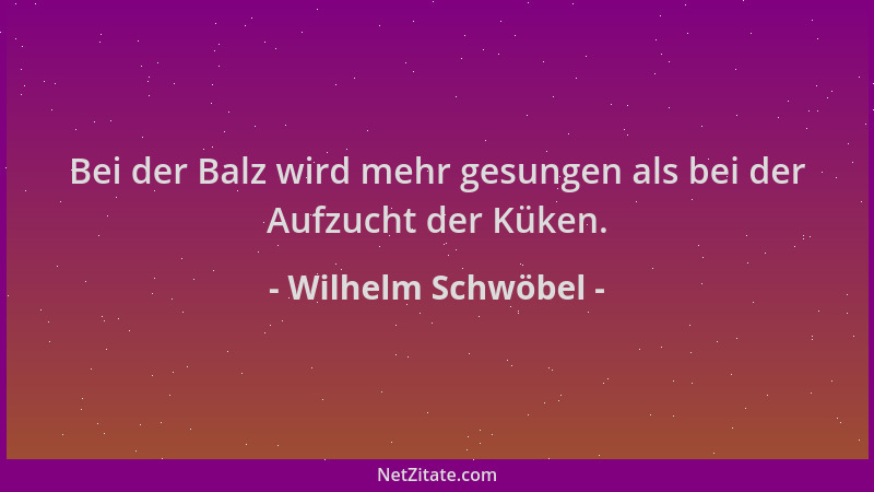 Wilhelm Schwöbel - Bei der Balz wird mehr gesungen als bei der Aufzucht der Küken....