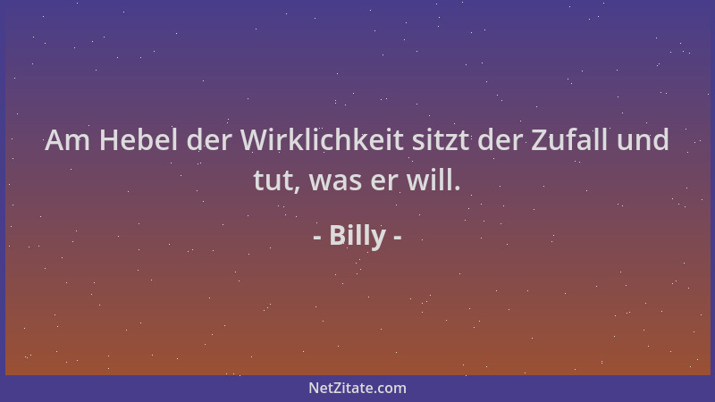 Billy - Am Hebel der Wirklichkeit sitzt der Zufall und tut, was er will....
