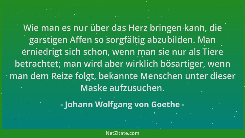 Johann Wolfgang von Goethe - Wie man es nur über das Herz bringen kann, die garstigen Affen so sorgfältig abzubilden. Man e...