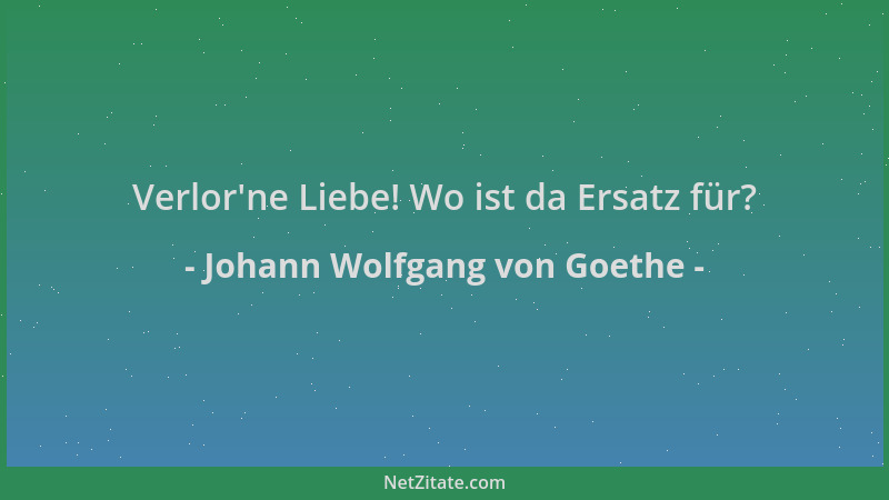 Johann Wolfgang von Goethe - Verlor 'ne Liebe! Wo ist da Ersatz für?...